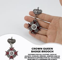 Gespen Broche Kroon Medaille Badge Legering Vintage Revers Pin Orde Badge Voor Vrouwen Mannen Kostuum Decoratie (1 stuk), Metaal — thumbnail 3