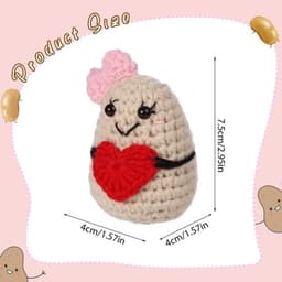 Aardappelpop 7,5cm - Grappige Aardappel - Positieve Bevestigingskaart - Creatief Cadeauspeelgoed - Feestdecoratie - Premium Wolgaren - Knuffelpop — thumbnail 3