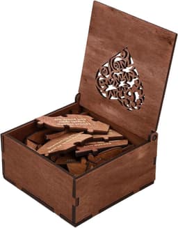 Houten Hartpuzzel - Cadeau Doos - Romantisch Cadeau - 28 Redenen - 12.5 cm - Houtkleur — thumbnail 1