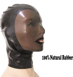 SnelShoppen - Unisex Fashion Latex Kap, Transparant Zwart Latex Masker met Achter Rits, XXL Geschikt voor Novelty Latex Clubwear en Feestkleding — thumbnail 2