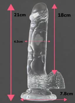 BUM BLING® - Crystal Clear Dildo - Transparant - Zacht Siliconen - 21 cm - Met zuignap — thumbnail 5