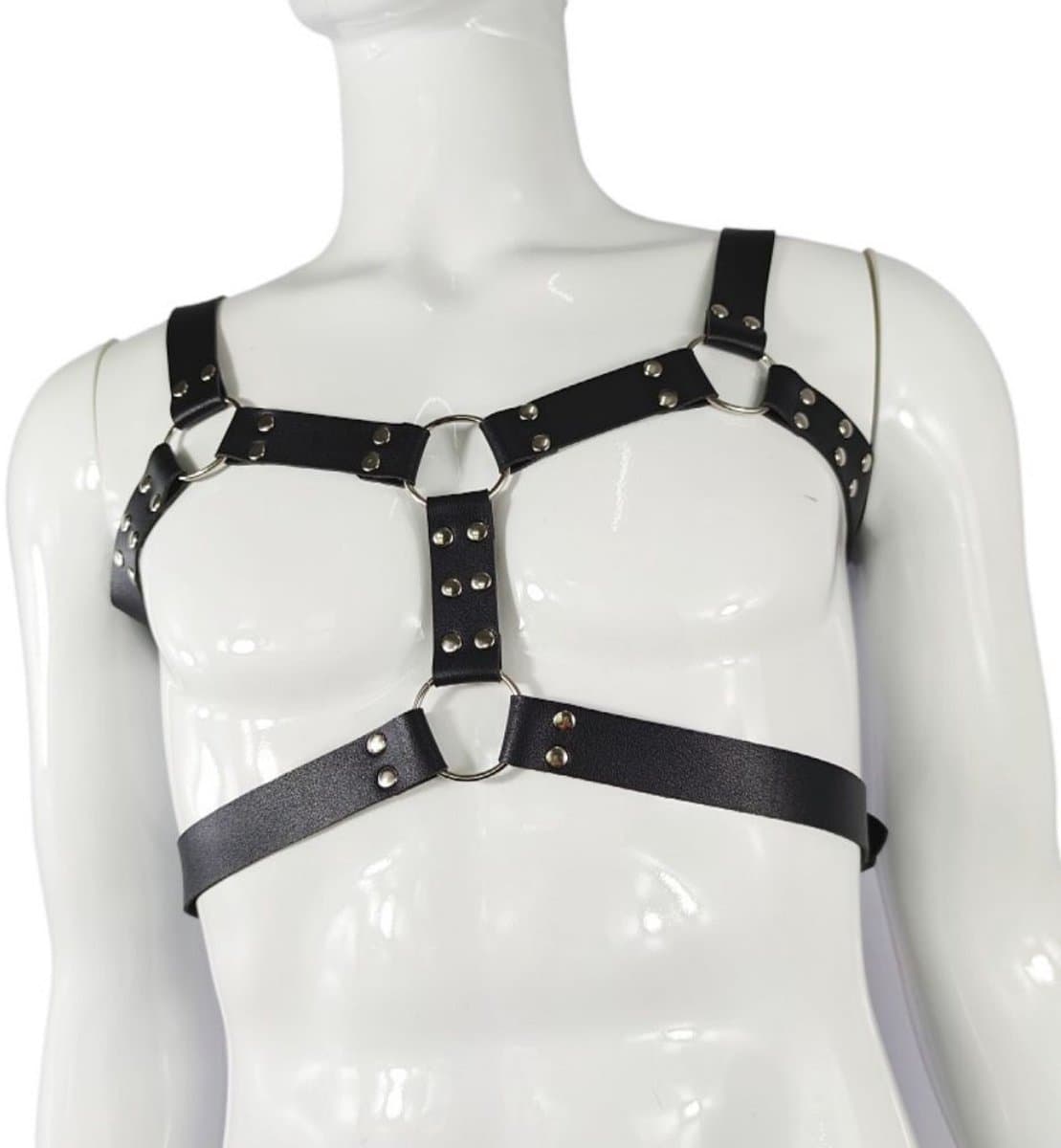Body - Rave harness - Pride - Dubbele band - Met gespen - Kunstleer - Zwart — afbeelding 1