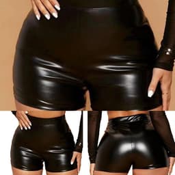 Dames Lakleren Booty Shorts Hoge Taille Mini-Shorts Party Clubwear — thumbnail 2