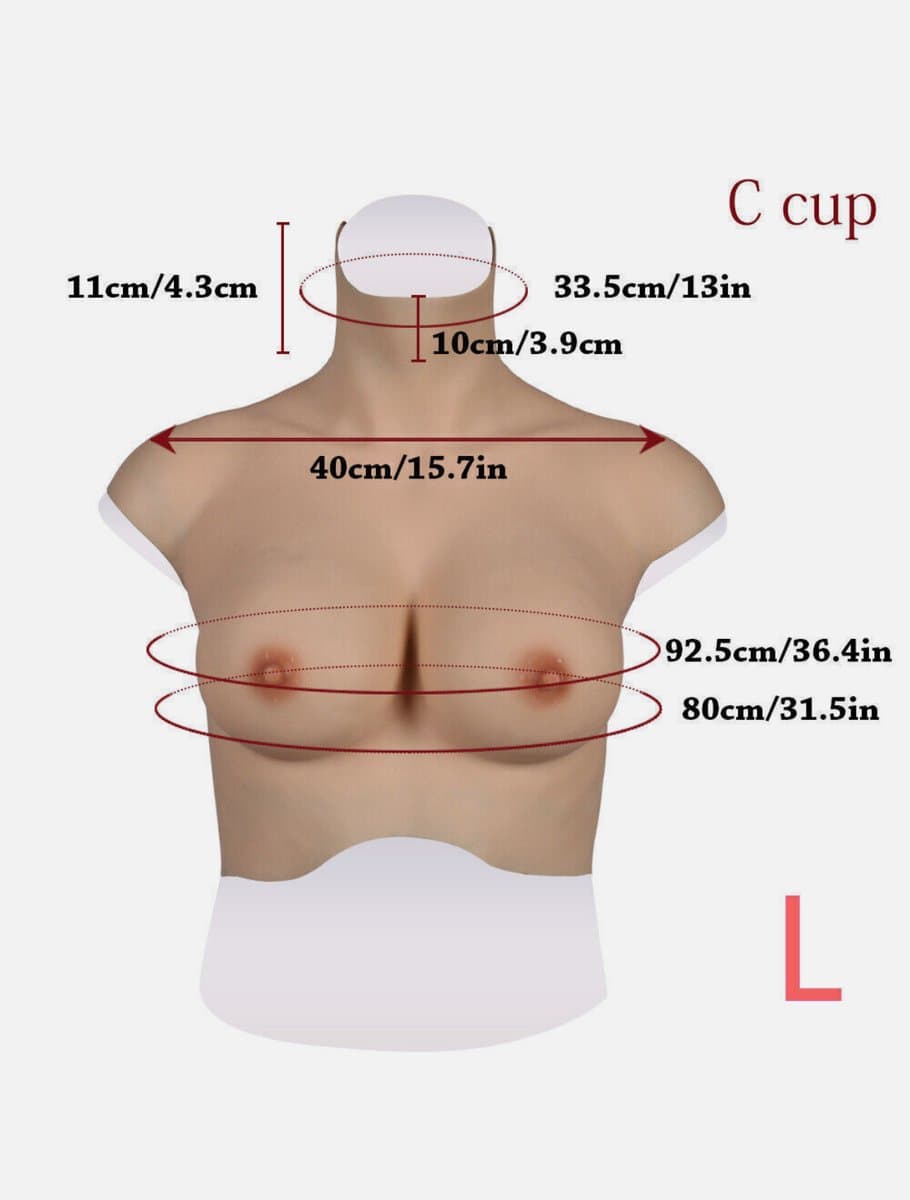 Siliconen Borsten- plus size L XL Borstprothese-Nep borsten- C cup- Cosplay- Travestie-Transgender-Crossdresser-Travestiet-100% siliconen-Breastplate- Oil Free- Non sticky- — afbeelding 1