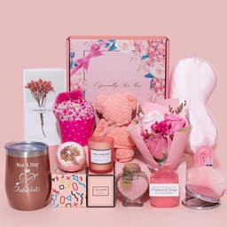 Unieke Verjaardagscadeaus Set voor Vrouwen - Geschenken Mand Ideeën en Wijn Tuimelaar Set — thumbnail 1