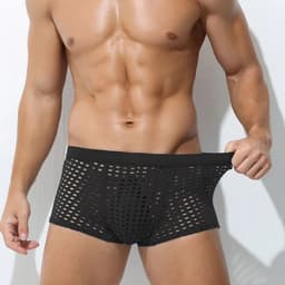 Sexy Transparante Mesh Boxershort voor Heren – Zwart herenondergoed – Doorschijnende Boxer - Maat M — thumbnail 6