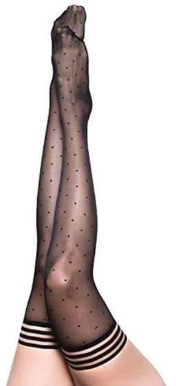Polka Dot Dijhoge Kousen in Zwart — thumbnail 1