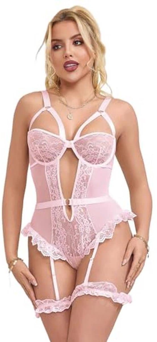 Sexy Lingerie Set voor Dames - Grote Maat Bodys met Kant - Eendelig Negligé en Teddy — afbeelding 1