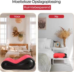 Sex Kussen - 6 Accessoires - Inclusief Seksspeeltjes - Inclusief Elektrische Pomp - Opblaasbaar Seks Kussen - Seks Meubel - BDSM Speelgoed - PVC met Zacht Fluweelcoating - Zwart/Rood - Discreet Verzonden — thumbnail 5