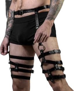 Benen en heup harnas - Leder - Outfit - BDSM - Feest - One size - Riemen en Gesp — thumbnail 3