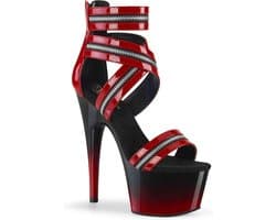 Pleaser - ADORE-766 Sandaal met enkelband, Paaldans schoenen - Paaldans schoenen - 35 Shoes - Zwart/Rood