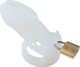 Banoch | Cockcage White | siliconen | witte Chastity Cage met 5 ringen | small / medium — thumbnail 14
