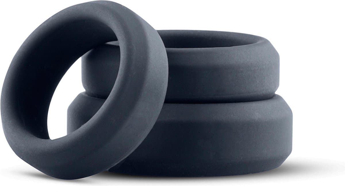 Boners - 3 Delige Cockring Set - Penisring Set voor Mannen - Extra Stimulatie - Buttplugs - Buttplug Set - Anal Plug - Sex Toys voor Mannen - Seksspeeltjes - Penisring - Cockringen - Grijs — afbeelding 1