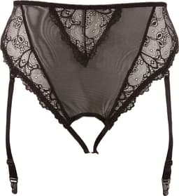 Cottelli Plus Size –  Jarretel Slip met Kanten Inleg en Erotisch Ondertoon – Maat 3XL - Zwart — thumbnail 4