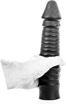 All Black Zwarte grote dildo met geribbelde schacht — thumbnail 5