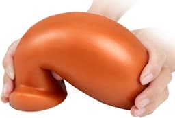 Buttplug XXL Ø8,5 cm Anal Plug - Egg - Butplug Buigzaam Siliconen - Oranje - Groot - Inbrengbare lengte 20 cm — thumbnail 2