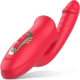Teazers - Dildo met Clitoris Stimulator - Vibrators voor Vrouwen - Sex Toys voor Vrouwen - Dildo’s - Tong Vibrator - Dubbele Stimulatie - Rood — thumbnail 5