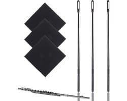 Fluit Reinigingsset - Fluit Cleaner Kit - Mondharmonica Onderhoud - Gladde Kunststof Staaf - 345 cm Staaf - Zwart