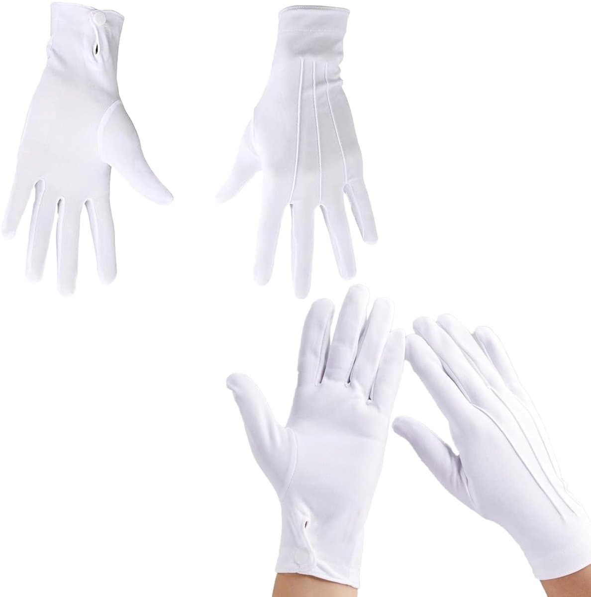 Handschoenen, witte handschoenen heren voor formele smokings, sieradeninspectie, wit, Kein — afbeelding 1