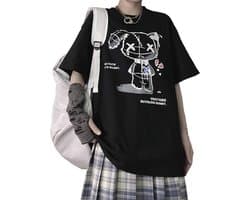 Vrouwen Grunge T-shirt met Gothic Beer Print – Trendy Harajuku Stijl