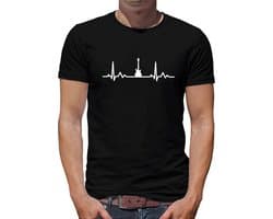 Heren T-Shirt met Hartslag en Gitaar - Muziek & Rock Stijl