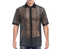 Transparante Mouwloze Blouse voor Mannen - Zomer T-shirt met Zakjes en Lingerie Stijl