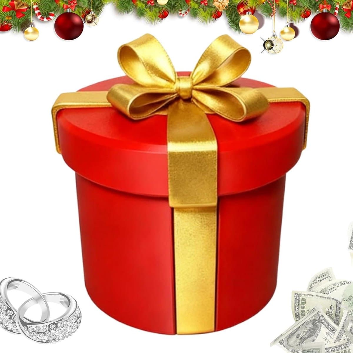 Grappenspeelgoed - Cadeauset Volwassenen - Feestelijke Verrassing - Herbruikbaar Ontwerp - 10 x 12 x 15 cm - Rood — afbeelding 1