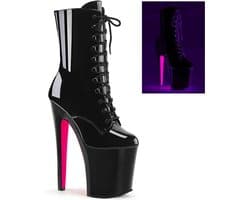 Pleaser - XTREME-1020TT Plateau Laarzen, Paaldans schoenen - Paaldans schoenen - 44 Shoes - Zwart/Roze