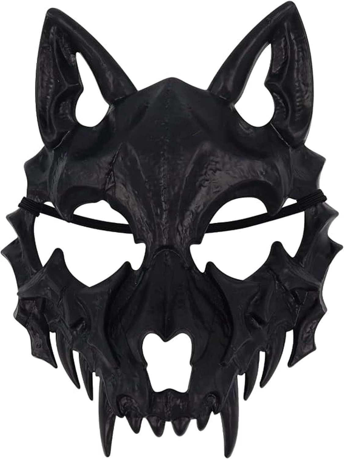 Zwart horror dierenmasker, eng wolf demon schedel masker voor mannen en vrouwen, Halloween cosplay feestaccessoire, griezelig beestengezicht kostuumaccessoire voor spookhuis en rollenspel (zwart) — afbeelding 1