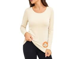 Thermo Shirt Dames Ronde Hals Fleece Lange Mouw Thermische Top Dames Thermo Ondershirt voor Slanke Pasvorm en Warmt