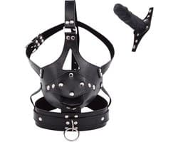 Masker met halsband en dildo