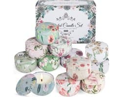 12 Stuks Geurende Kaarsen Set voor Vrouwen - Natuurlijke Bloemengeur voor Decoratie en Cadeaus