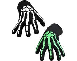 Handschoenen, uniseks, Halloween, glow-in-the-dark, Halloween, kostuum, accessoires, horrorhandschoenen, zwart, met lichtgevend skelet