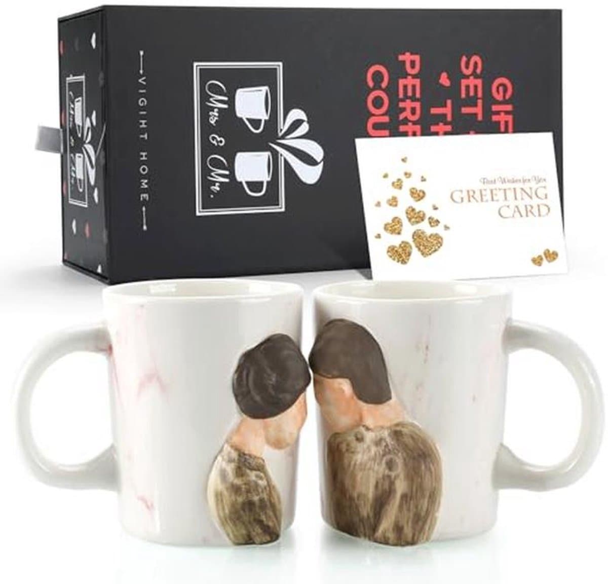 Romantische koffiekopjes set voor koppels - 400 ml, perfect voor Valentijnsdag, bruiloften en verjaardagen — afbeelding 1