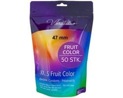 VIBRATISSIMO condooms Fruit Color 50-pack | gevoelsecht & extra vochtig | for Men | Zakje hersluitbaar | Gekleurd | flinterdun | b=47mm