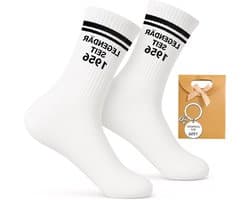 70e verjaardag man geschenkset - grappige sokken en roestvrijstalen sleutelhanger - uniek cadeau voor 70e verjaardag, mijlpaal en mannen verjaardagen