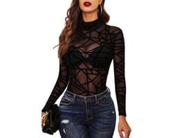 Sexy lange mouwen bodysuit voor dames met rolkraag | Elegant en trendy lingerie