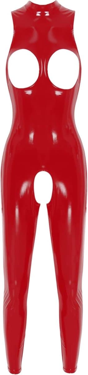 Latex catsuit dames met open borst en kruis — afbeelding 1