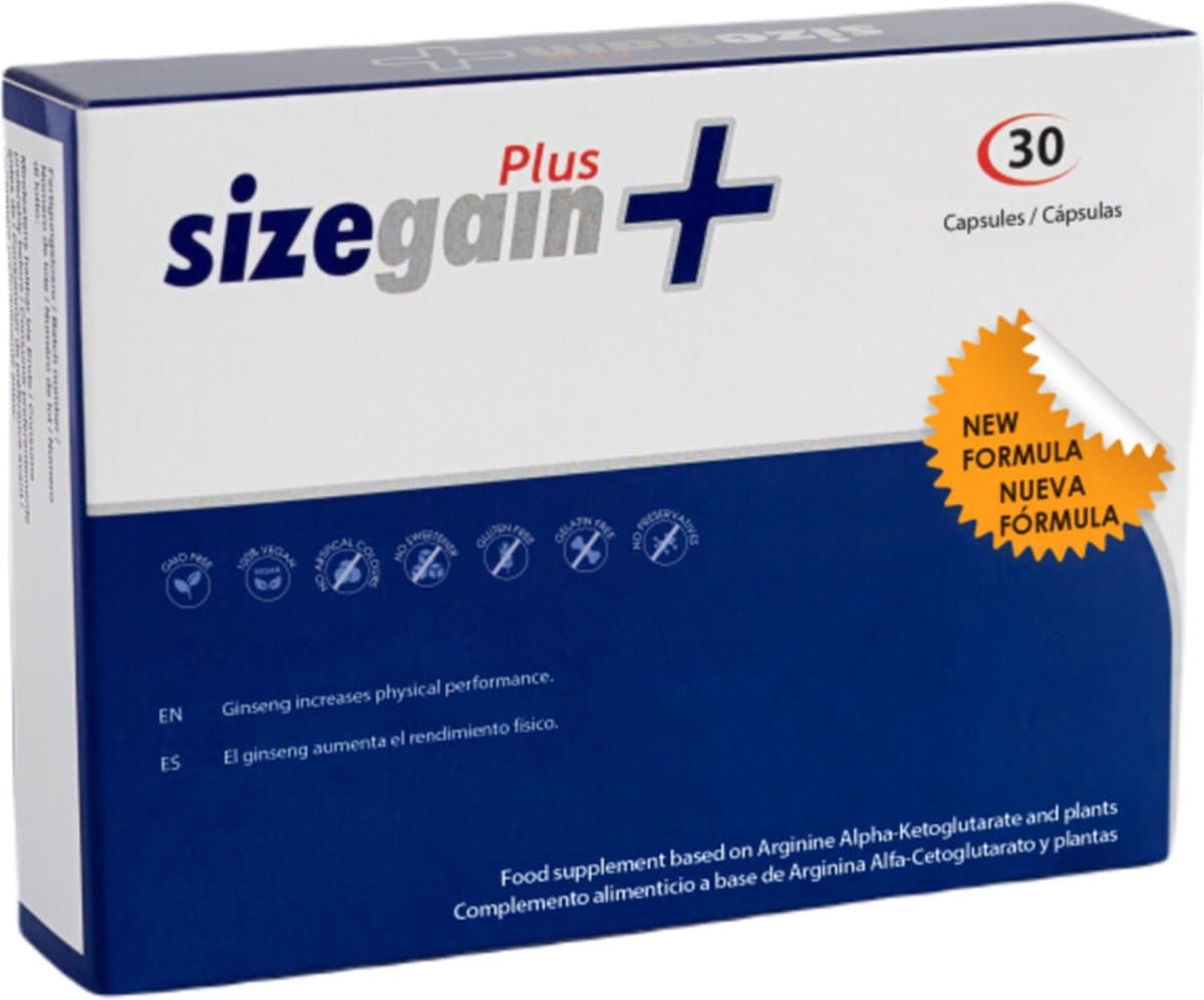 Sizegain Plus 500Cosmetics - Verstevigt en vergroot de penis - 30 Bruine pillen - BioPerine — afbeelding 1