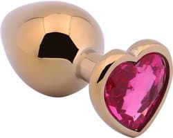 Banoch - Buttplug Coeur d'Or Rose Small - Goud Metaal - Hart - Diamant Steen Roze