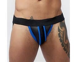 Mister b neoprene jockstrap black blue xs
