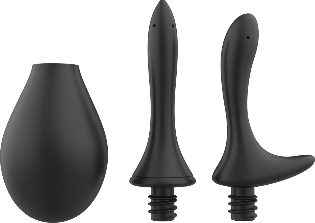 Nexus - Anaal Douche Set - Met 2 Verwisselbare Siliconen Tips - Zwart — afbeelding 1