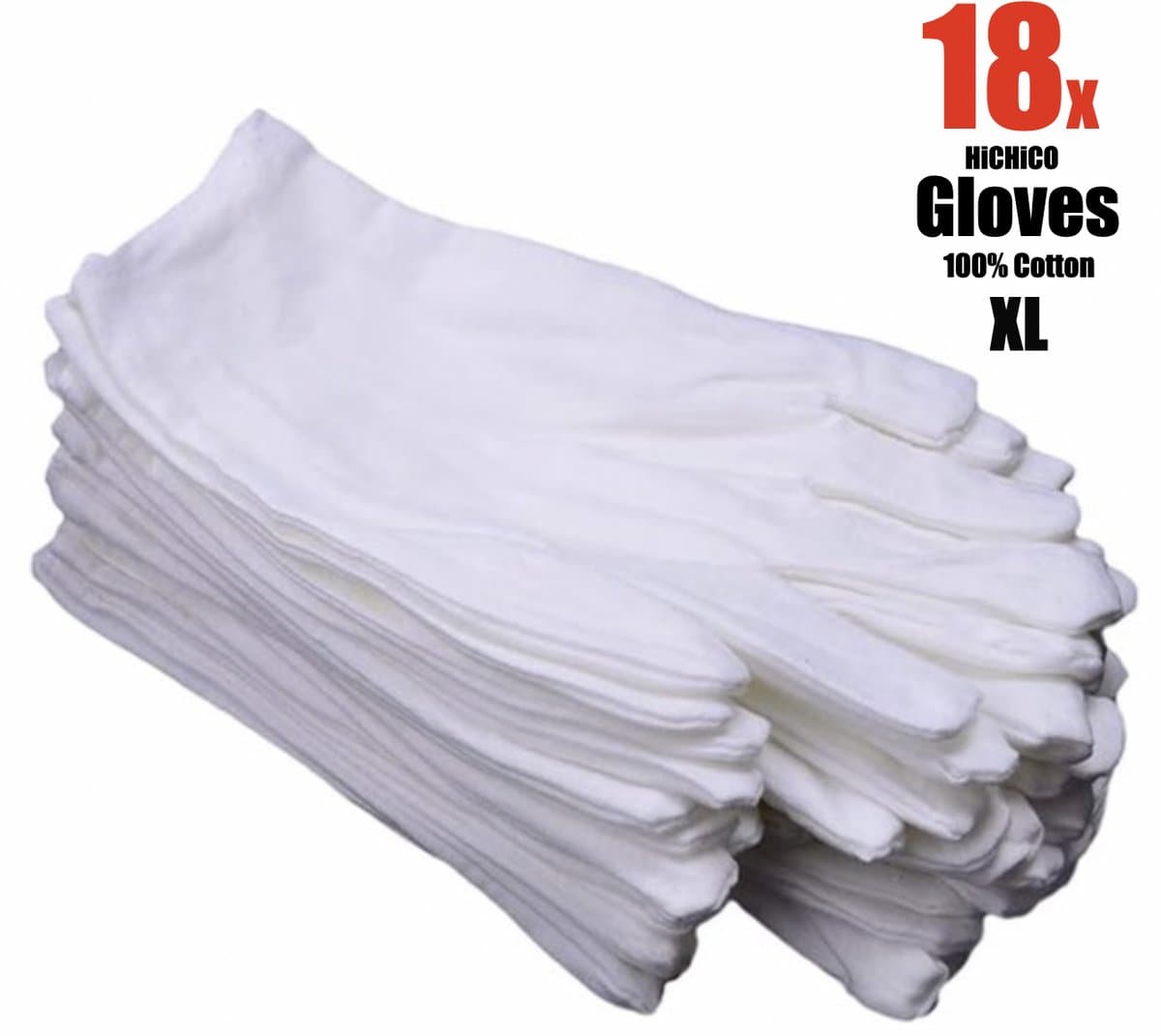 18 Stuks/9 Paar Katoenen Handschoen Wit XL - Katoenen Handschoen Wit – Munt Handschoen - Gezondheidszorg - Ziekenhuis - Beauty Center – Kapper - Jewelry - eczeem - allergie - juweliers – Handschoenen 100% Katoen maat XL — afbeelding 1