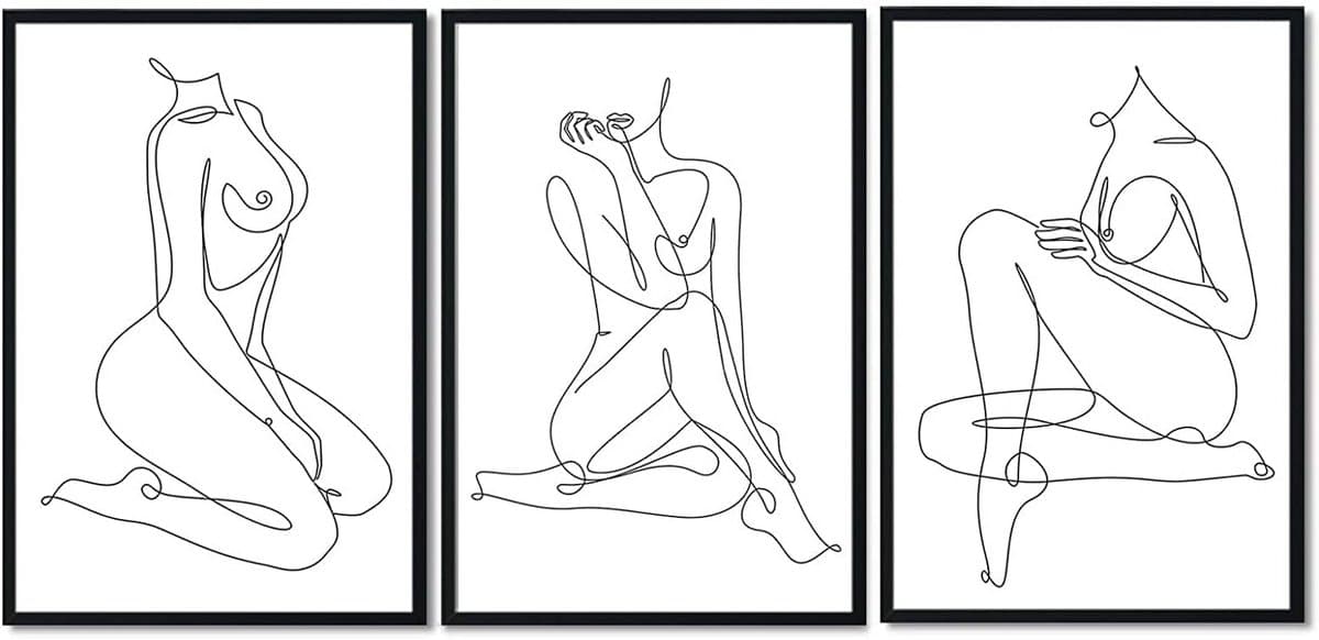 Abstracte Lijntekening Vrouw Lichaam Muurkunst Minimalistisch Canvas Schilderij — afbeelding 1