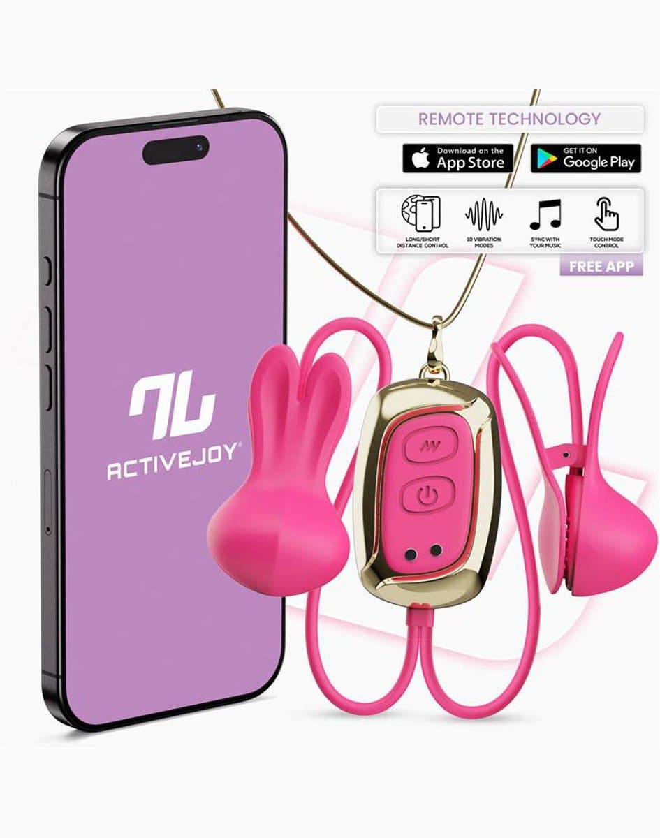 IY - Tickly - Vibrerende Tepelklemmen met ketting - App Control - Roze — afbeelding 1