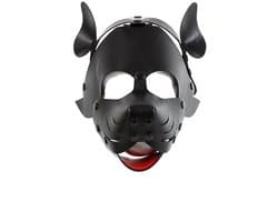 Kiotos Leather - Puppy Masker - Dog Hood - Kunstleer - Zwart