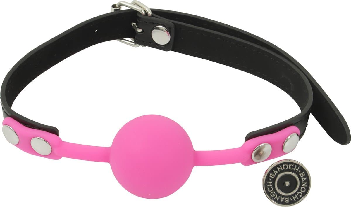 Banoch - Ballgag siliconen met verstelbare band - Donker Roze - Bal ∅ 4 cm — afbeelding 1
