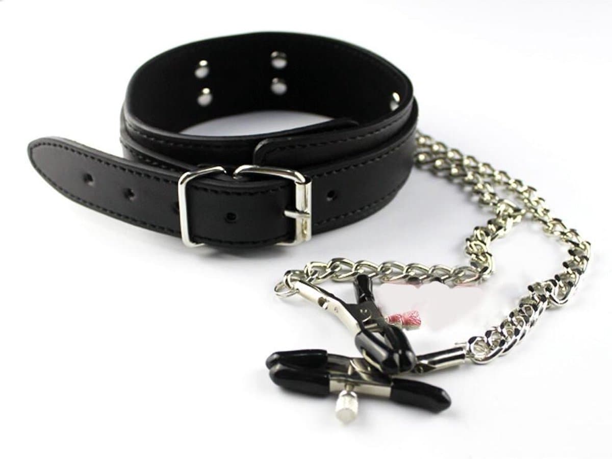 Daily Goods - Halsband tepelklemmen - BDSM bondage - toy - seks - erotiek - collar - vernedering — afbeelding 1