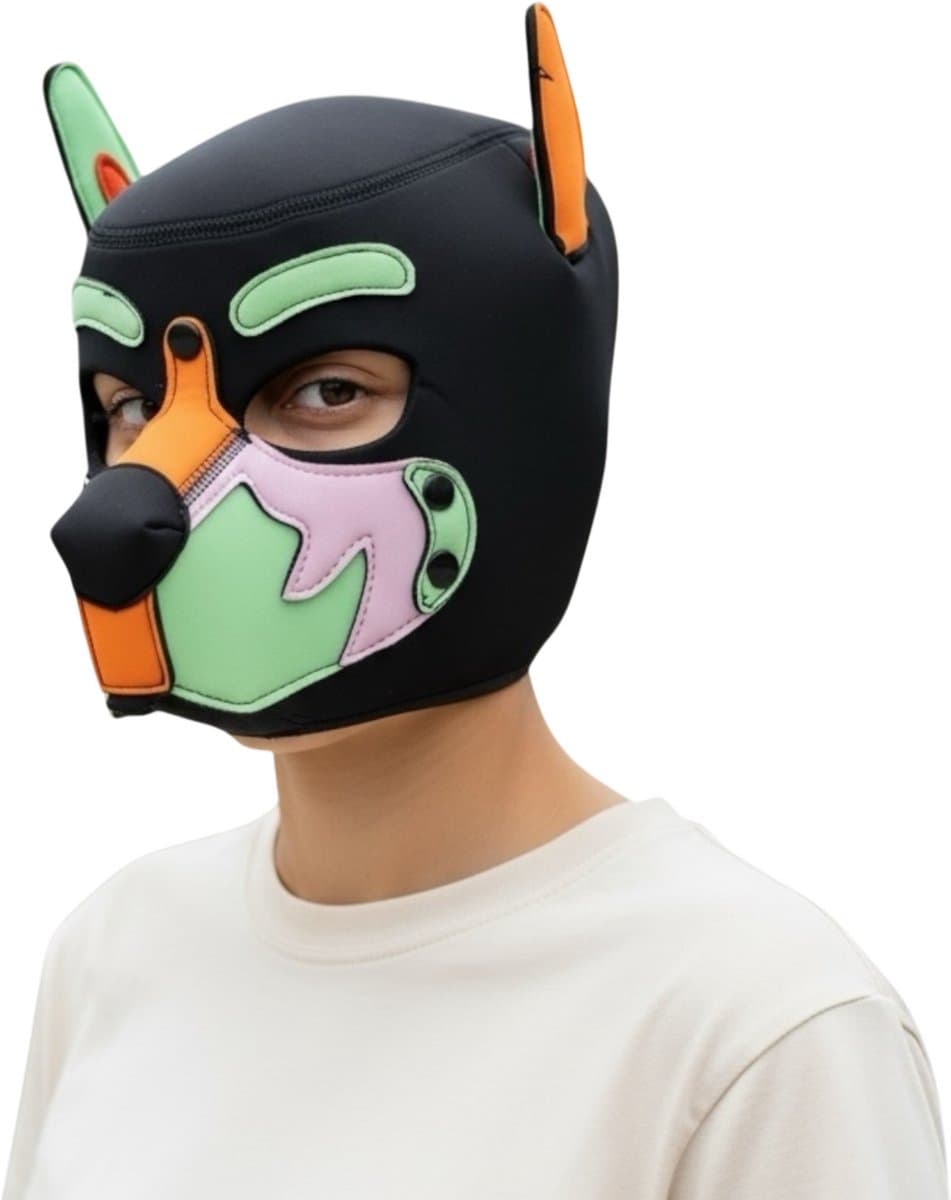 Honden Masker Orange Groen Roze Zwart – Puppy Play Masker – Verstelbaar & Comfortabel – Uniseks BDSM Accessoire – Kinky Pleasure® — afbeelding 1