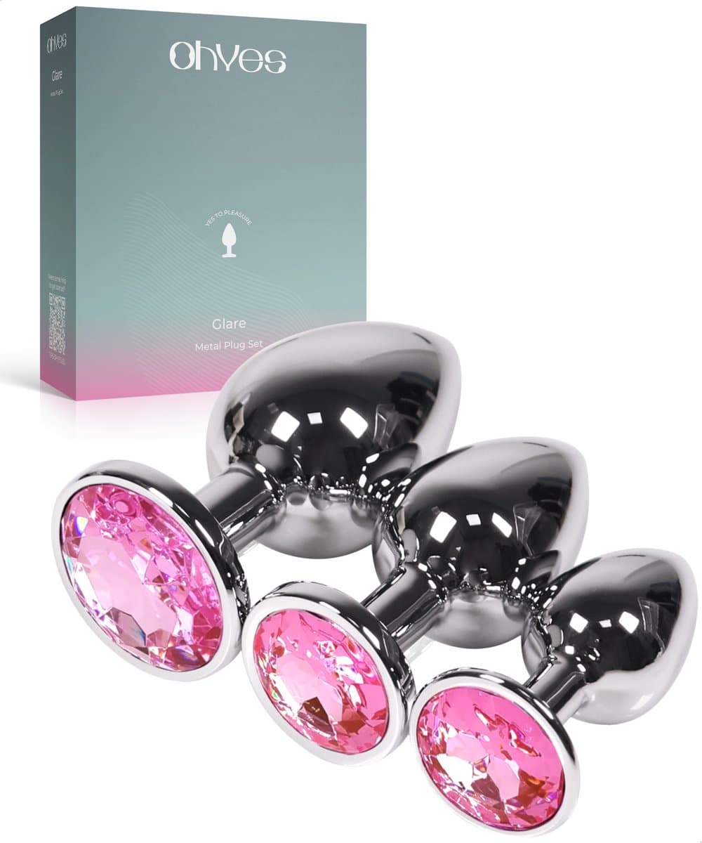 Metalen Buttplugs voor mannen en vrouwen - Buttplug Set 3-Delig - Anal & Butt Plug - Roze — afbeelding 1